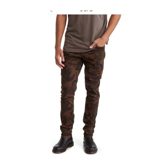 Hudson Jeans Mens Ace Brown Camo Print Mid Rise Skinny Jeans Sz 32 x 32 New